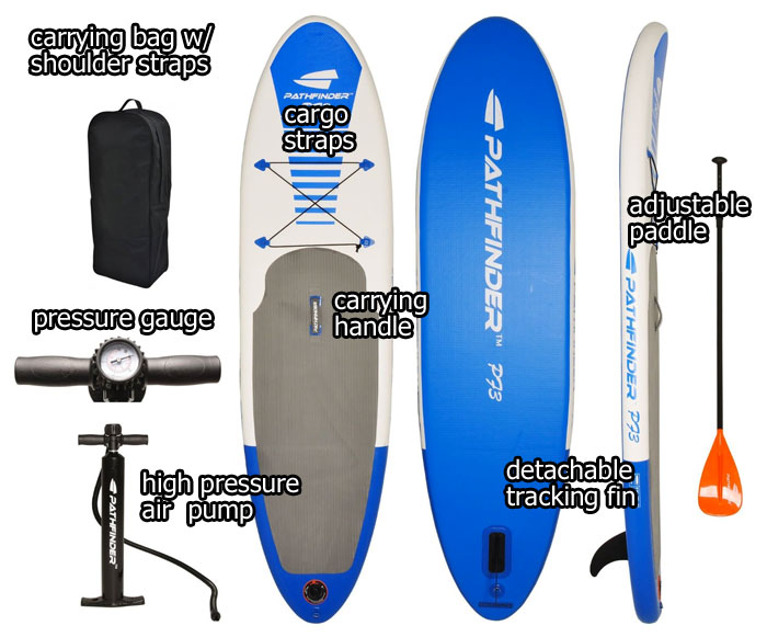 Pathfinder Inflatable SUP Set with Pump, Paddle, Carrying Bag