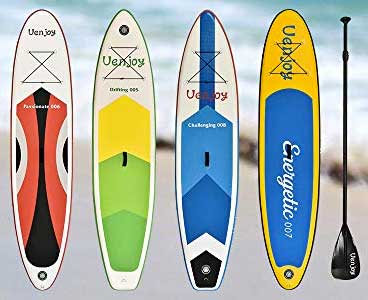 4 Different Colors of Cheap Inflatable Paddleboard: Red, Blue Green and Yellow