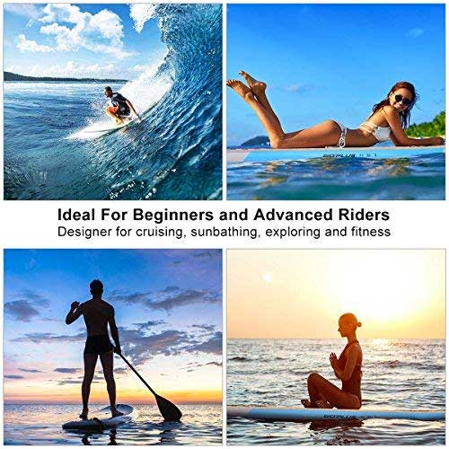 GoPlus Inflatable Paddleboard Activities: Surfing, Yoga, Sunbathing, Fitness Paddling