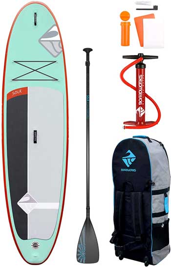 Boardworks Inflatable SUP Pakce with Paddleboard, Paddle, High Pressure Air Pump, Carrying Backpack and Repair Kit