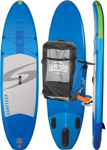 Surftech Skiff Air Inflatable SUP Complete Package with High Pressure Pump and Heavy Duty Carrying Backpack